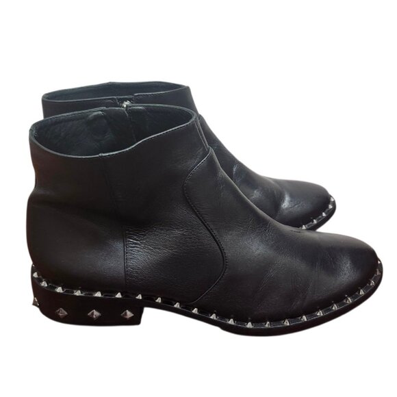 Schutz Black Leather Studded Ankle Boots Women’s 9.5B Rocker Moto Booties Brazil - Picture 5 of 14